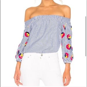 Michelle off the shoulder pinstripe